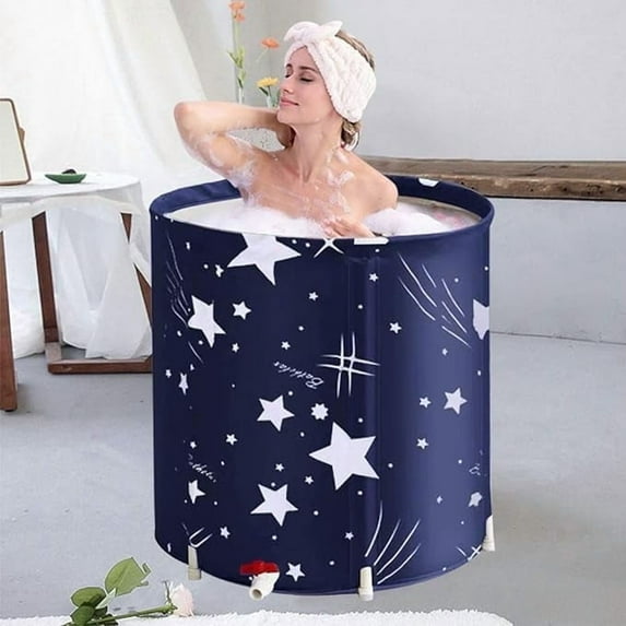 YYUAN Portable Folding Bathtub with Star Pattern – Collapsible Soaking Tub for Adults & Kids Home Spa Use