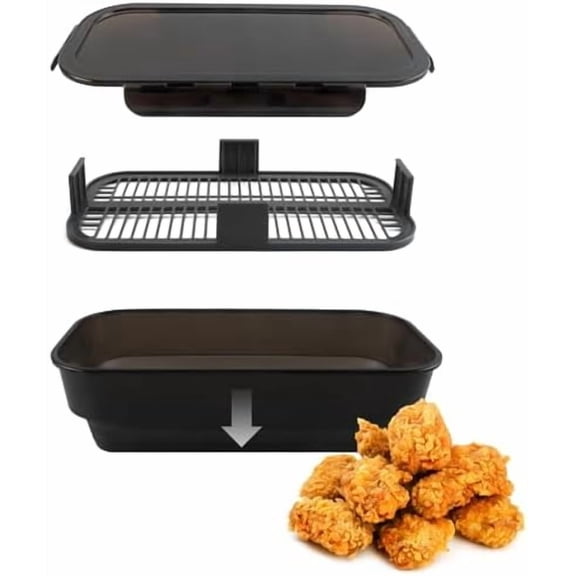 Collapsible Batter Bowl - Mess Free Breading Shaker Container - Great for Fried Fish, Fried Chicken, Onion Rings, Wings & More, Black