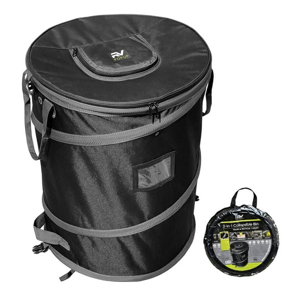 Collapsible Bin Trash & Recycle/Utility, Perfect for Camping, Laundry, Storage and Garden, Waterproof Vinyl and Tear Resistance, Trash and/or Recycle, Two 13 Gallon Bags