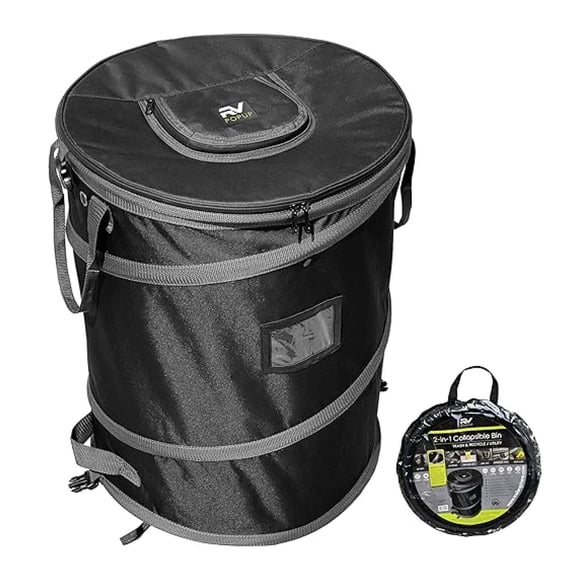Collapsible Bin Trash & Recycle/Utility, Perfect for Camping, Laundry, Storage and Garden, Waterproof Vinyl and Tear Resistance, Trash and/or Recycle, Two 13 Gallon Bags
