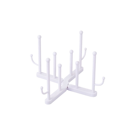 Collapsible Bottle Drying Rack, Multi-Functional Plastic Water Bottle Drainer for 8 Cups, Foldable Cup Drying Rack Counter Organizer for Kitchen, Office