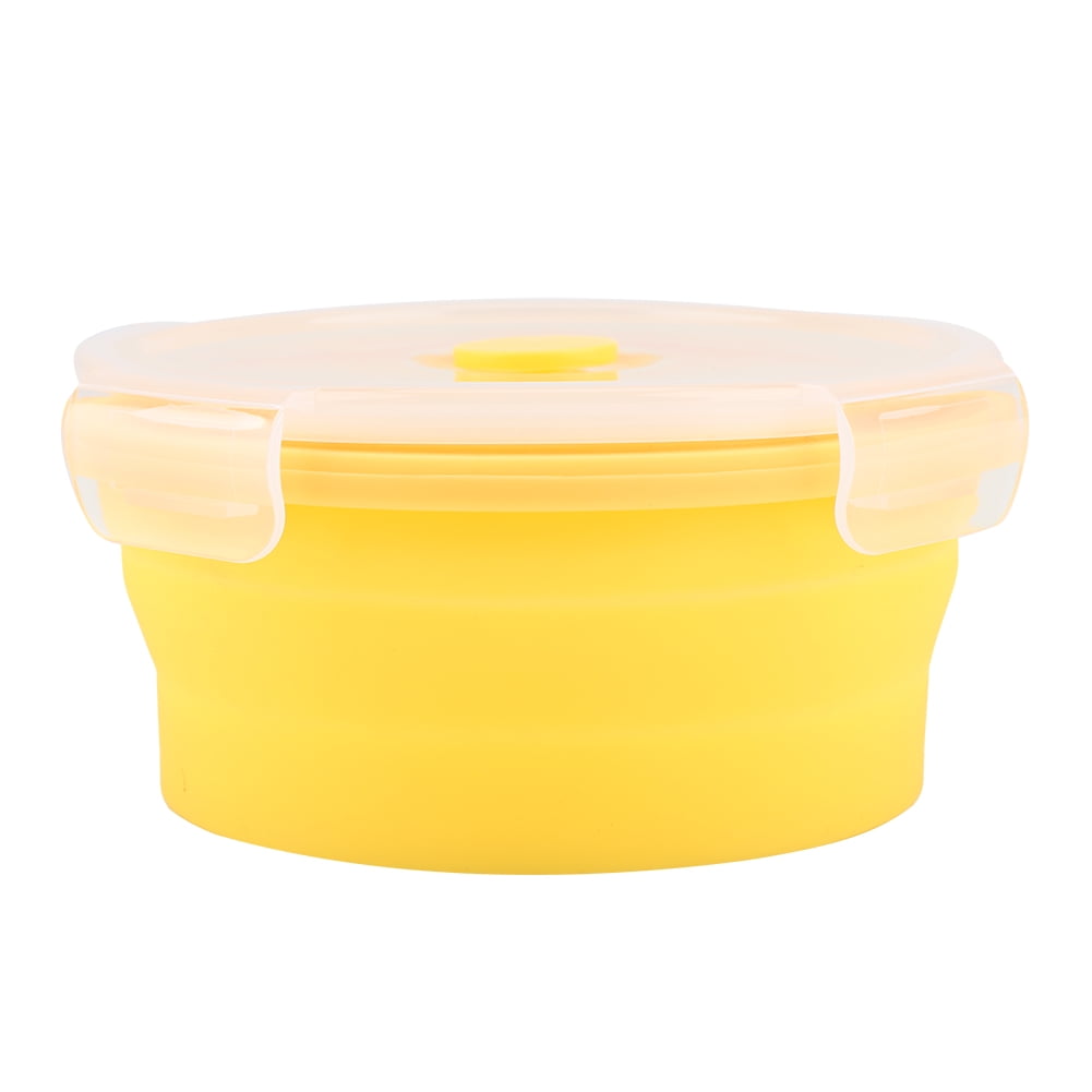 Food Grade Silicone Collapsible Bowl, Microwave Safe, Airtight Seal Leakproof Locking Lids For Portable Life, Space Saving, Refrigerator Safe, BPA Free, Dishwasher Safe, Yellow