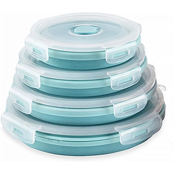 Collapsible Bowl Set - 4 Pack Silicone Food Storage Containers with Lids - Microwave, Dishwasher and Freezer Safe Kitchen Essentials for Meal Prep, Picnics, Camping, RVs, and Busy Families
