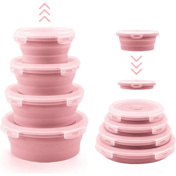 WATTNE Collapsible Silicone Food Storage Containers with Lids, 4 Sizes ...