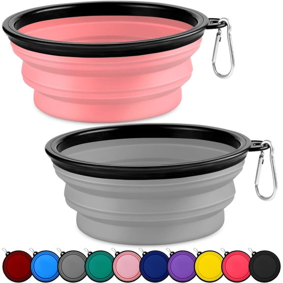 Collapsible  Bowls-2 Pack Large Size for Large/Medium Dogs, Pet Travel Water Bowl, Dogs  Portable Water Bowl,  Pet Feeding Watering Dish Outdoor Hiking Parking Traveling with 2 Carabiners