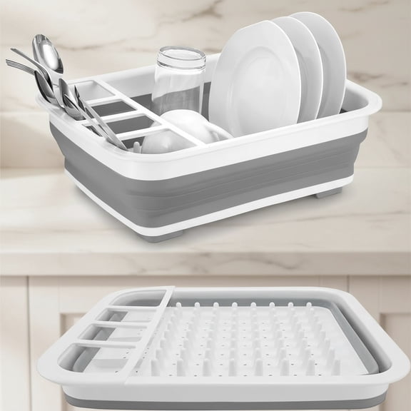 Collapsible Bowls, Plates, and Dishes Drainer, Portable Space-Saving Dish Rack for Kitchen, RV, Campers, and Travel Trailers
