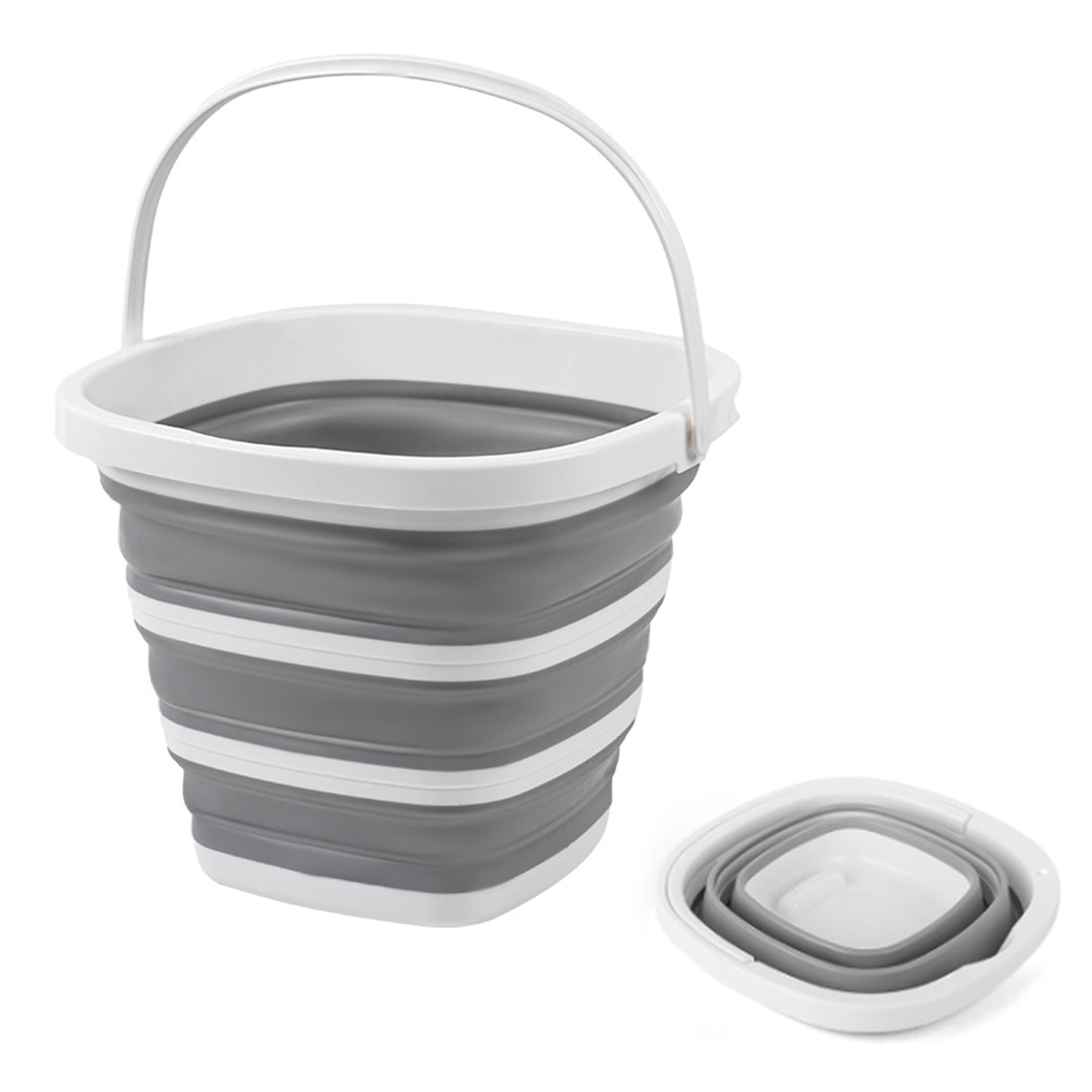 Collapsible Bucket, 10L/2.6 Gallon Portable Square Foldable Water Bucket with Handle, Space Saving Silicone Collapsible Tub for Car Washing, Fishing, Camping, Household Cleaning