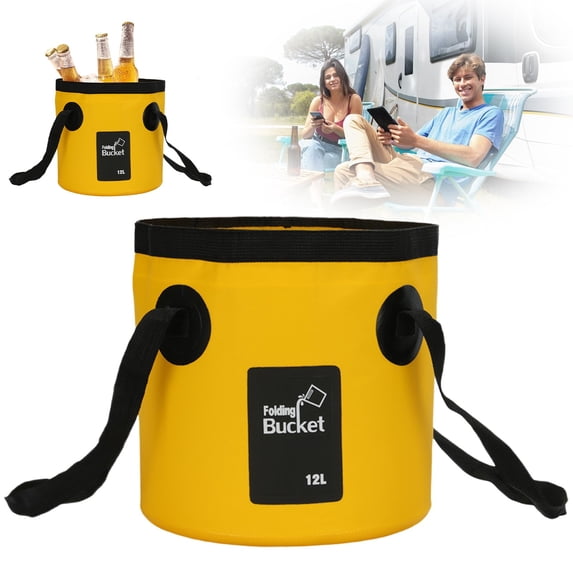 Collapsible Bucket,12L Portable Folding Water Buckets,Collapsible Leakproof Water Pail with Carrying Handles,Lightweight Foldable Utility Wash Basin,Multi-Purpose Foldable Water Container for Travel
