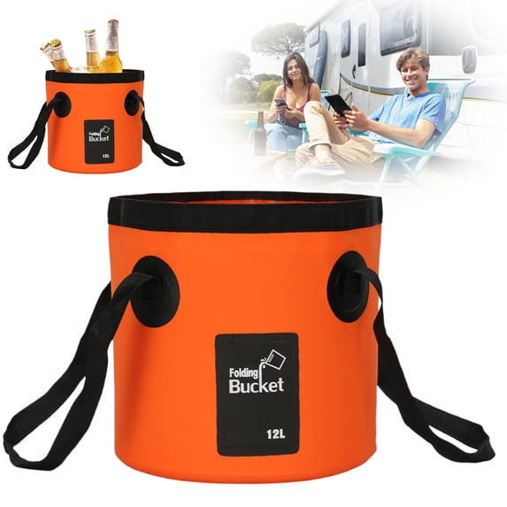Collapsible Bucket,12L Portable Folding Water Buckets,Collapsible Leakproof Water Pail with Carrying Handles,Lightweight Foldable Utility Wash Basin,Multi-Purpose Foldable Water Container for Travel