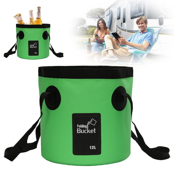 Collapsible Bucket,12L Portable Folding Water Buckets,Collapsible Leakproof Water Pail with Carrying Handles,Lightweight Foldable Utility Wash Basin,Multi-Purpose Foldable Water Container for Travel