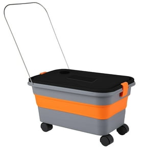 Collapsible Bucket 5.8 Gallon for Car Washing, Car Wash Bucket with Wheels, Handle, Drain Plug and Water Outlet, Foldable for Mop Cleaning, Camping, RV, Pet Bathing and Laundry