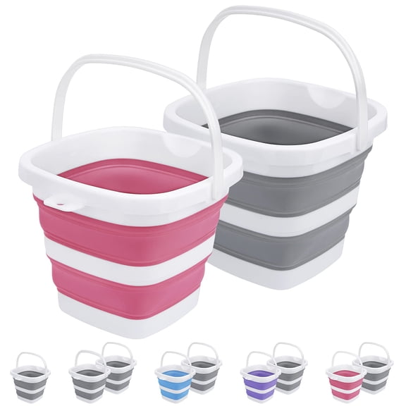 Collapsible Bucket, 5L 1.3Gallon Small Cleaning Mop Buckets for Household Outdoor Car Washing Tub Plastic Foldable Portable Camping Beach Sand Water Pot Pail Space Saving Square