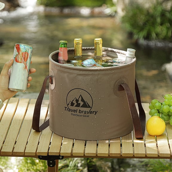 Collapsible Bucket Portable Camping Outdoor Water Container with Reinforced Handle Strong Load-bearing Foldable Bucket