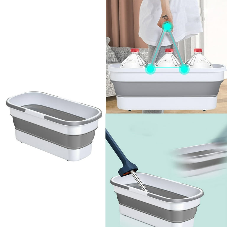 Portable Folding Mop Bucket Collapsible Portable Wash Basin Space Saving  Plastic Water Container Outdoor Portable Foldable Bucket with Handle