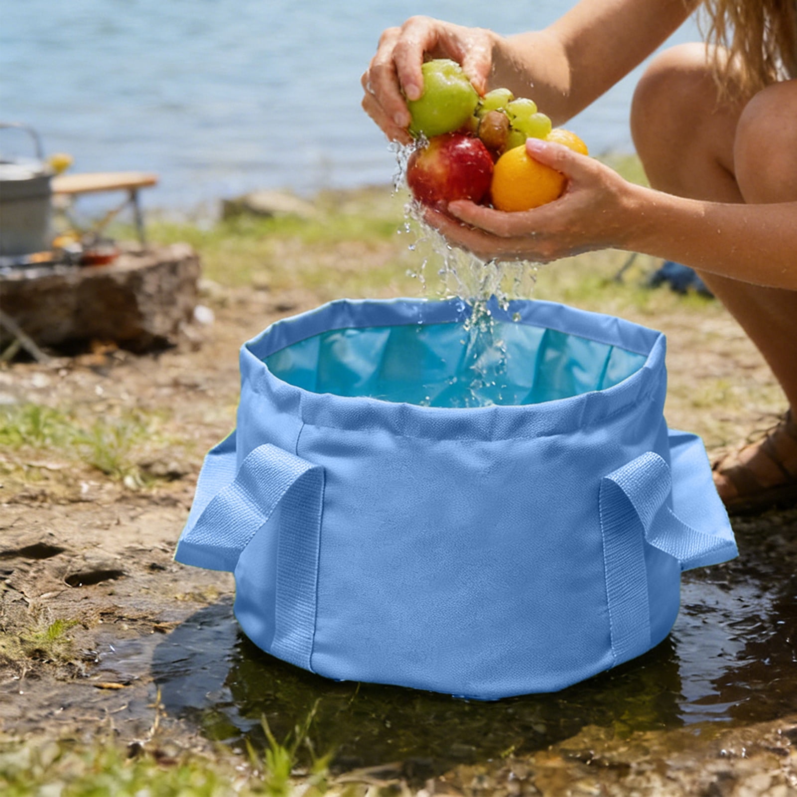 Collapsible Buckets with Handle, Water Storage Container for Camping ...