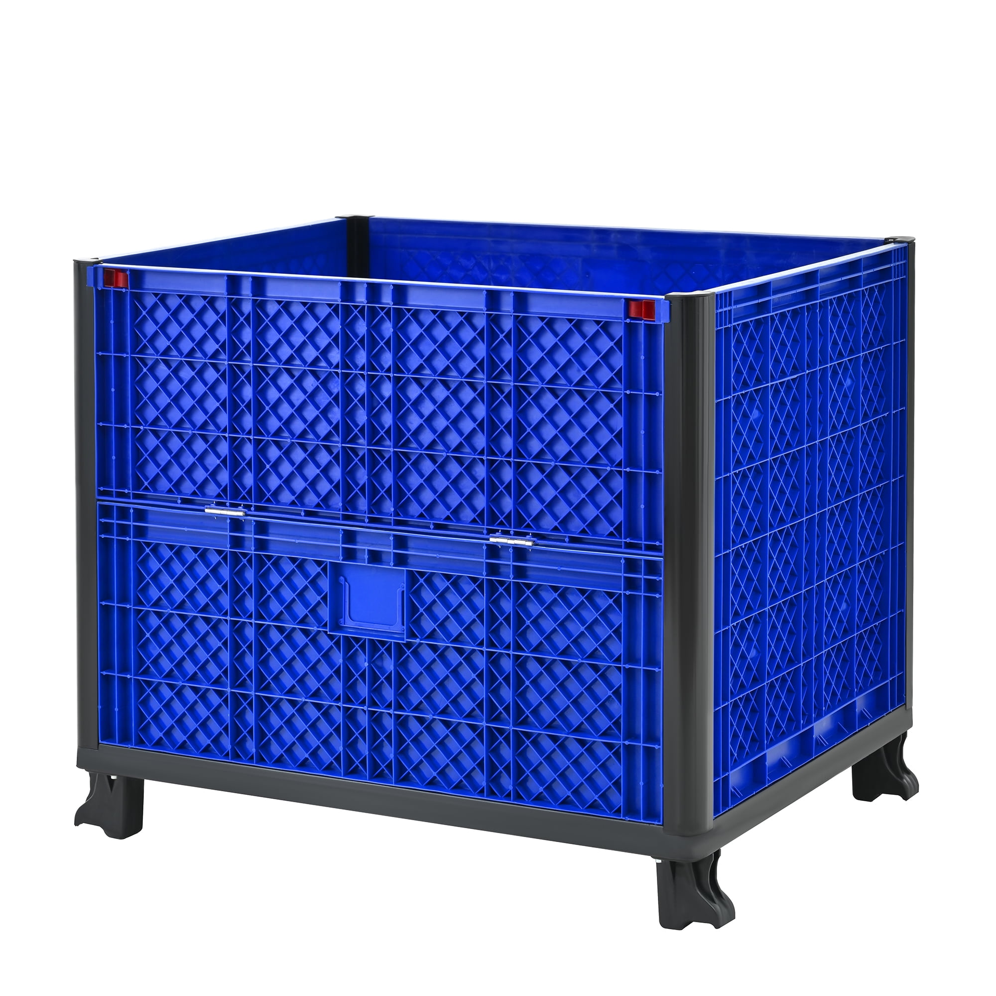 Collapsible Bulk Box 600lb Capacity 4 High Stacking Blue - Walmart.com