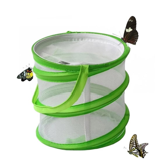 Collapsible Butterfly Habitat & Extendable Bug Net, Clear Mesh Cage with Zipper, Portable Insect Observation
