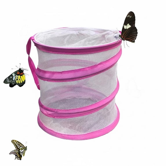 Collapsible Butterfly Habitat & Extendable Insect Net, Clear Mesh Cage with Zipper, Portable Observation