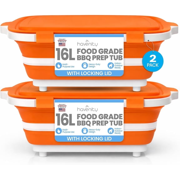 Collapsible Camping Cutting Board and Meal Prep Storage Tub 16L XL (2 Pack)