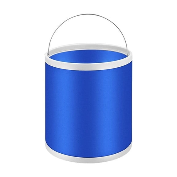Collapsible Camping Fishing Bucket - 9L Durable Pop Up Water Container for Car Washing, Boating or Other Outdoor Activities - Foldable, Blue