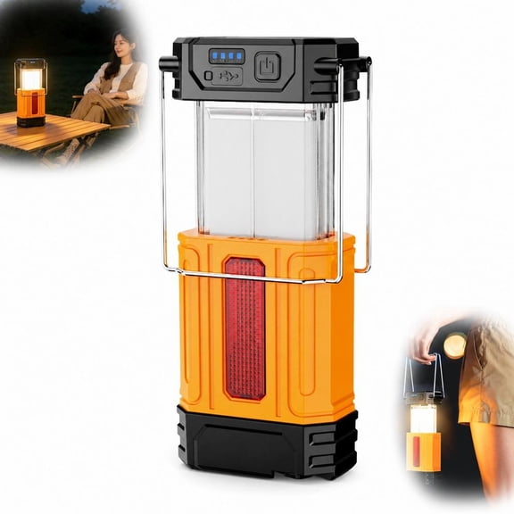 Collapsible Camping Lantern, 3-in-1 Hand Crank Solar USB Rechargeable Light with Power Bank, IP65 Waterproof for Emergency & Outdoor