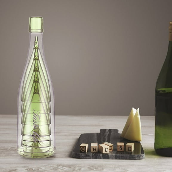 Collapsible Camping Wine Glass Set 5-Pack, Shatterproof PS Plastic Cups with Travel Case for Picnics & Outdoor Entertaining