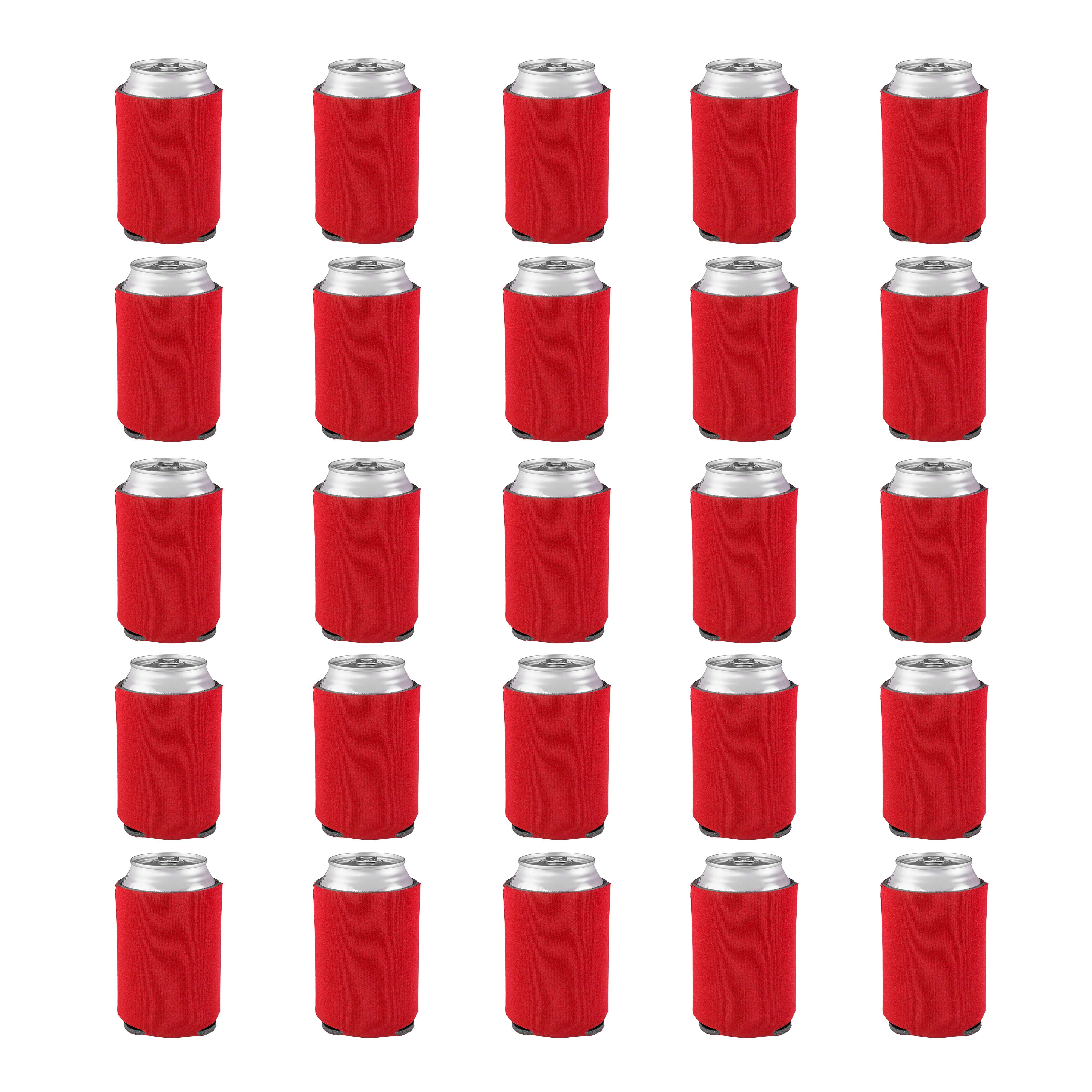 Collapsible Can Coolers Set of 25, Bulk Pack - Keep Your Beer Cold, Insulated Can Holder - Red
