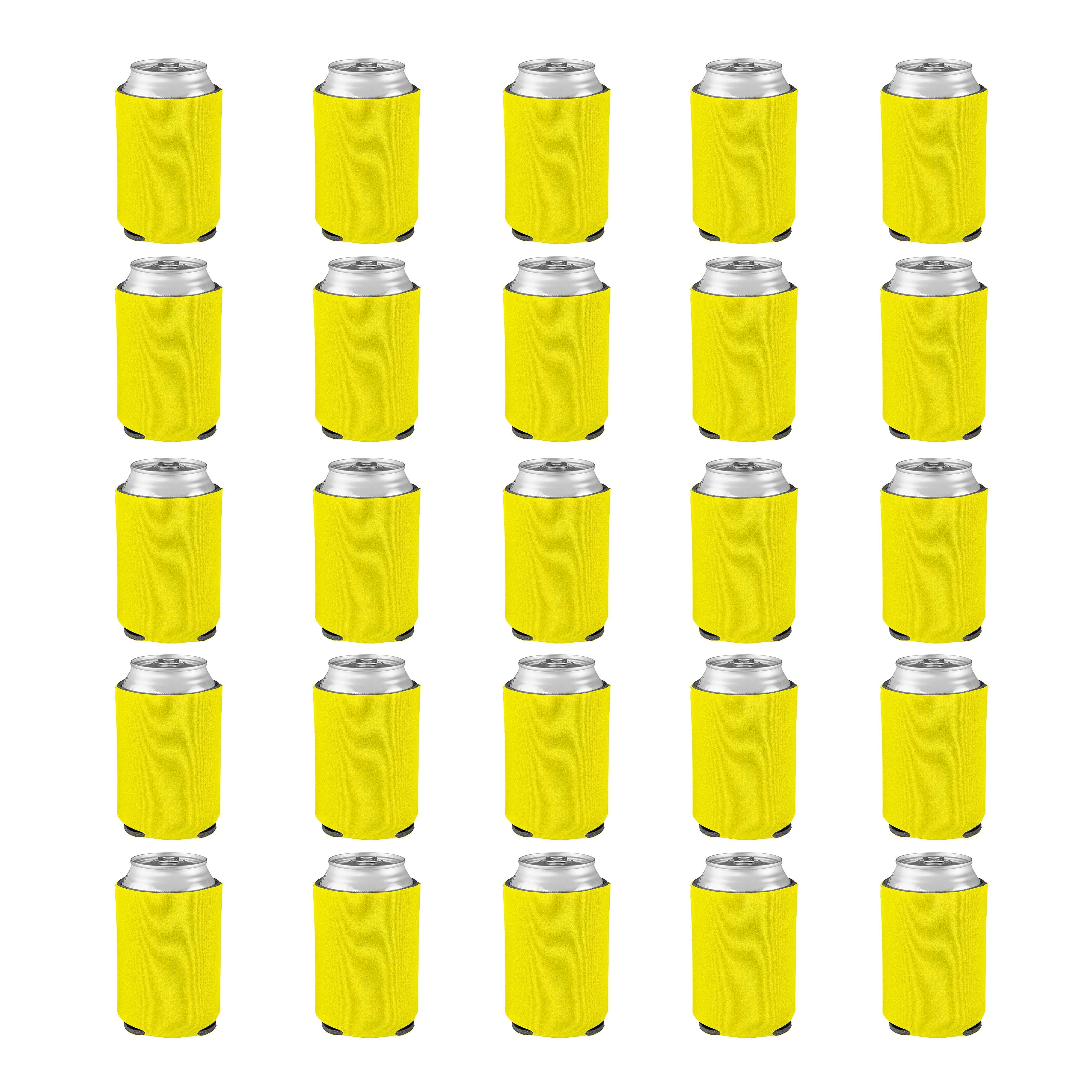 Collapsible Can Coolers Set of 25, Bulk Pack - Keep Your Beer Cold, Insulated Can Holder - Yellow