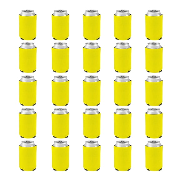 Collapsible Can Coolers Set of 25, Bulk Pack - Keep Your Beer Cold, Insulated Can Holder - Yellow