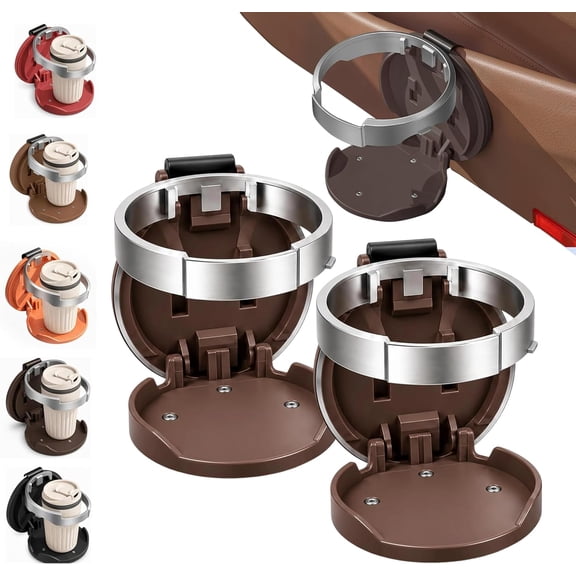 Collapsible Car Cup Holder, 2-in-1 Universal Foldable Car Cup Holder–Space-Saving Car Door Holder & Storage,Clip On Drink Holder for Large Bottles, Coffee Cups, Tumblers,