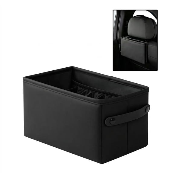 Collapsible Car Trash Can - Universal Hanging Backseat Storage Box & Leakproof Waste Basket - Compact Automotive Interior Organizer for Sedan, SUV, Truck