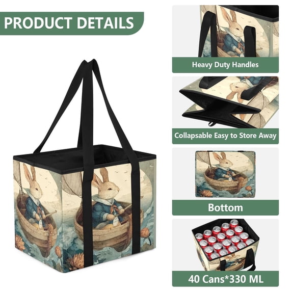 Collapsible Car Trunk Organizer with Handles 600D Oxford for Car Kitchen and Home Storage, A Rabbit 13× 10.2×10.8inch
