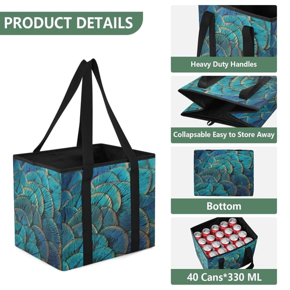 Collapsible Car Trunk Organizer with Handles 600D Oxford for Car Kitchen and Home Storage, Exoticism 13× 10.2×10.8inch