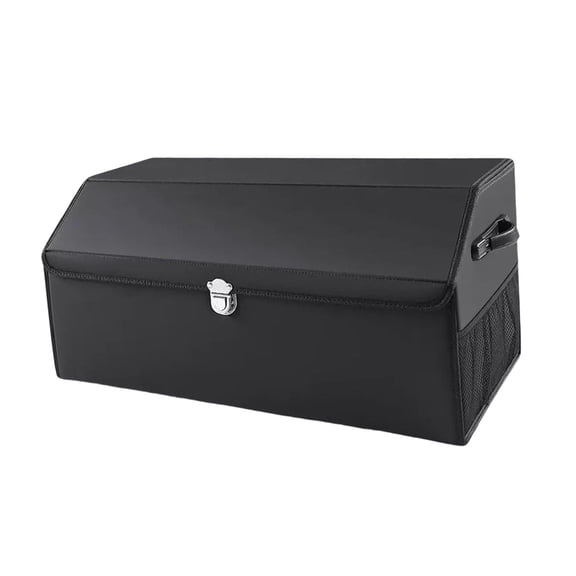 Collapsible Car Trunk Organizer with Lid with Handles and Side Pockets Dustproof Foldable Car Storage Bins Carrier for SUV Sedan
