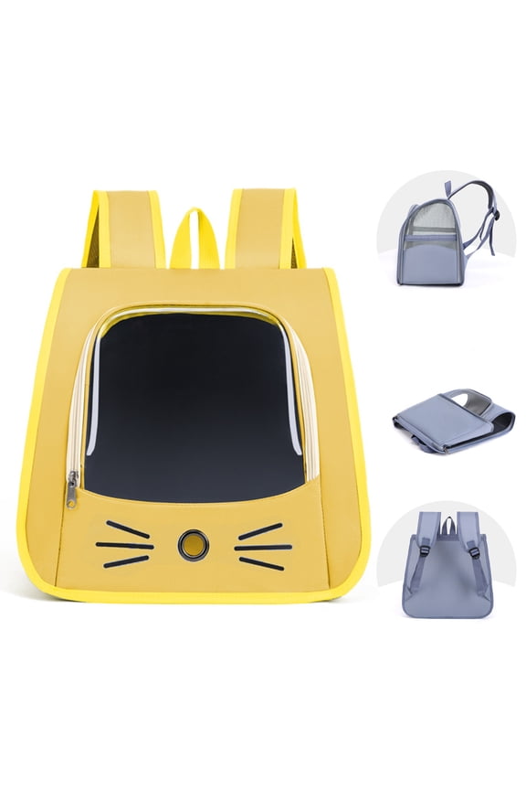 Collapsible Cat Carrier Backpack,Breathable Ergonomic 3D Design Backpack Carrier,Mesh Travel Bag with Interior Safety View,Large Space and Foldable Pet Carrier for Travel,Hiking, Shopping, and Vet