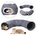 thumbnail image 1 of Collapsible Cat Tunnel Interactive Peep Hole Toy Tube Grey, 1 of 9