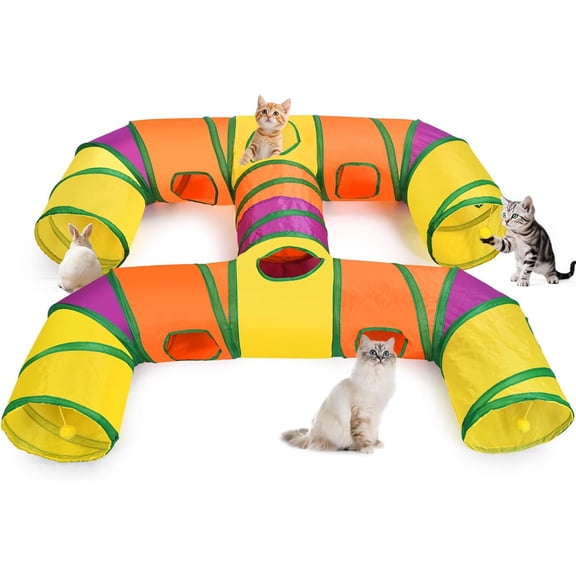 Collapsible Cat Tunnels for Kittens Indoor Entertainment, Washable Cute Cat Tube Toys with Interactive Playing Balls,Tear-Resistant Pet Tube, Cats, Kitten, Kitty, Puppy, Rabbit
