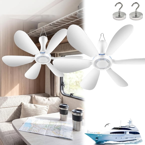 Collapsible Ceiling Fan, 4 Speeds USB with Remote for Cruise RV Tent
