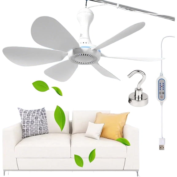 Collapsible Ceiling Fan for Cruise – 2026 Upgraded 6-Blade Portable USB Ceiling Fan for Cruise, 4-Speed Adjustable Wind, for Camping, RV, Bed, Tent & Home Use (4-Level Adjustment)