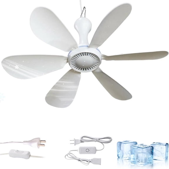 Collapsible Ceiling Fan for Cruise, Collapsible Portable Ceiling Fan, USB Ceiling Fan, 6 Blades Lightweight and Quiet, 4 Speeds,For Camping, Bed, Tent