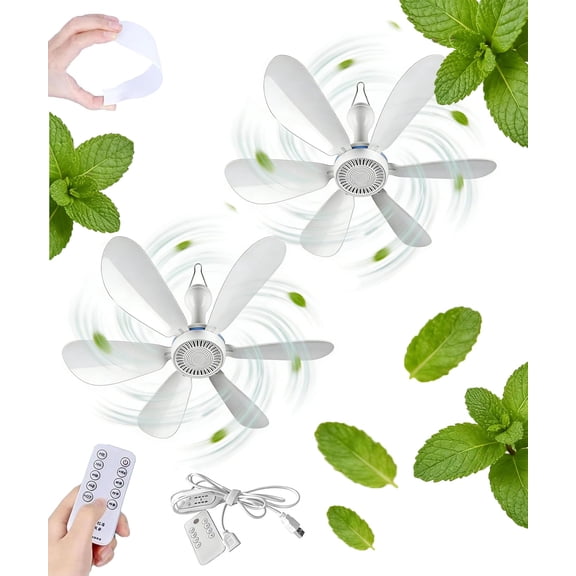 Collapsible Ceiling Fan for Cruise, USB Powered Portable Hanging Fan with Remote and Timer, 6 Blade Quiet Foldable Ceiling Fans with Magnetic Hooks for Cruise Ship Cabin, RV, Tent
