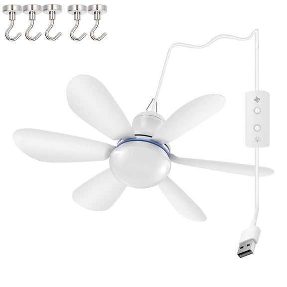 Collapsible Ceiling Fan Portable Equipped with Strong Magnets, 6 Blades Lightweight and Quiet USB Collapsible Ceiling Fan, Remote Speed Control for Travel and Cruises