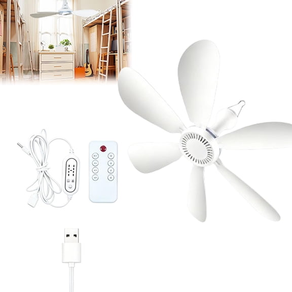 Collapsible Ceiling Fan for Cruise β 6 Blades Quiet Fan, Portable for Ship Cabin, Tent, RV, Dormitory, with Remote Control & Timer