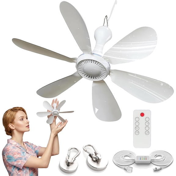 Collapsible Ceiling Fan for Cruise, Silent USB Powered Ceiling Fan with Remote Control Timing 4 Speed, Collapsible Ceiling Fan for Camping Cruises