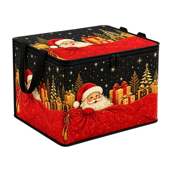 Collapsible Christmas Storage Box with Lid Large Capacity Foldable Holiday Organizer Bin for Clothes Toys Blankets Xmas Decor