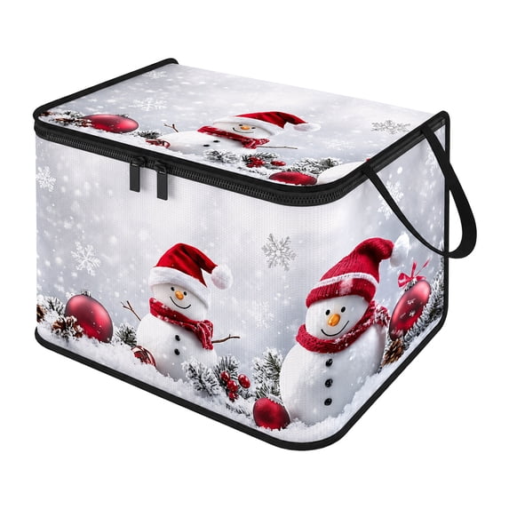 Collapsible Christmas Storage Box with Santa Snowman Design Large Capacity Foldable Clothes Organizer Bin for Home Decor