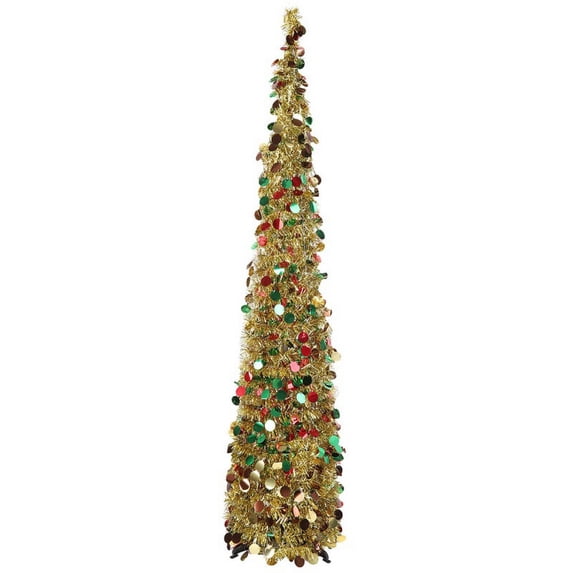 Collapsible Christmas Tree, Artificial Silver Tinsel Coastal Christmas Tree for Holiday Party Decorations
