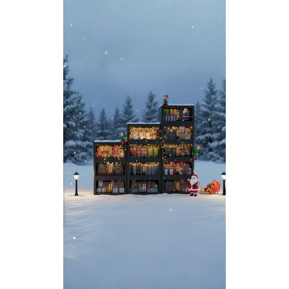 Collapsible Closet Organizers with Lid, 5 Tiers Stackable Plastic Storage Bins Cabinet with Wheels and Magnetic Door (Black)