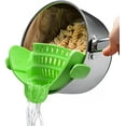 thumbnail image 1 of Collapsible Colander - Clip-On Strainer for Pots and Pans, Cool Kitchen Gadgets - Essential Kitchen Finds and Cooking Tool - Easy to Use, Space-Saving Design, Green, 1 of 7