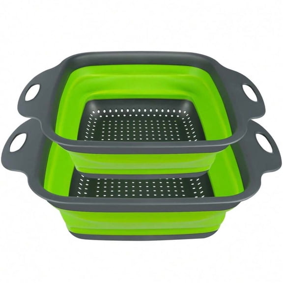 Collapsible Colander Set Of 2, Collapsible Strainers For Kitchen, 11.5 Inch Silicone Strainer And 9.5 Inch Silicone Colander For Draining Pasta Vegetable Fruit, Kitchen Strainer